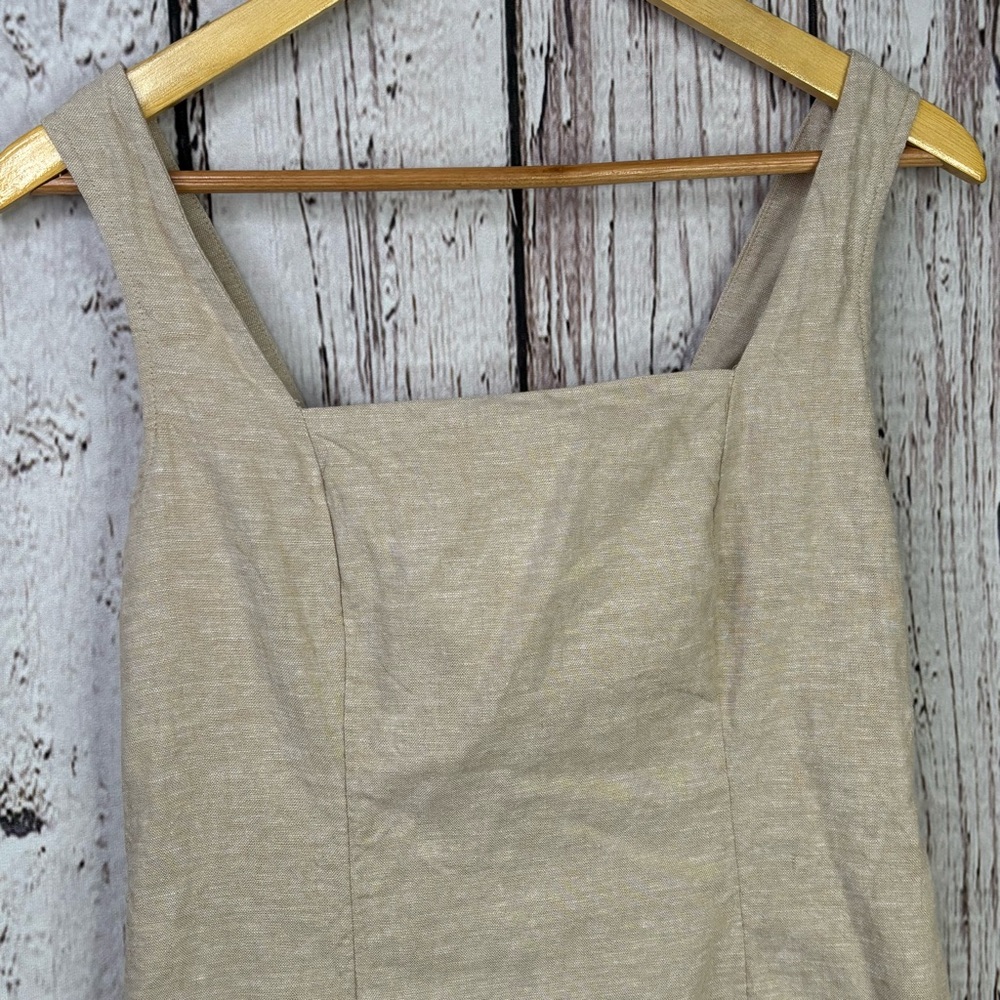 Old‎ Navy Size Medium Sleeveless Linen-Blend Midi Dress Flax Linen Square Neck - Picture 2 of 16
